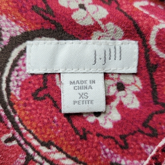 J Jill Pullover Blouse Size XS Paisley Tiered Layerd Long Sleeve Back Keyhole - Picture 6 of 12